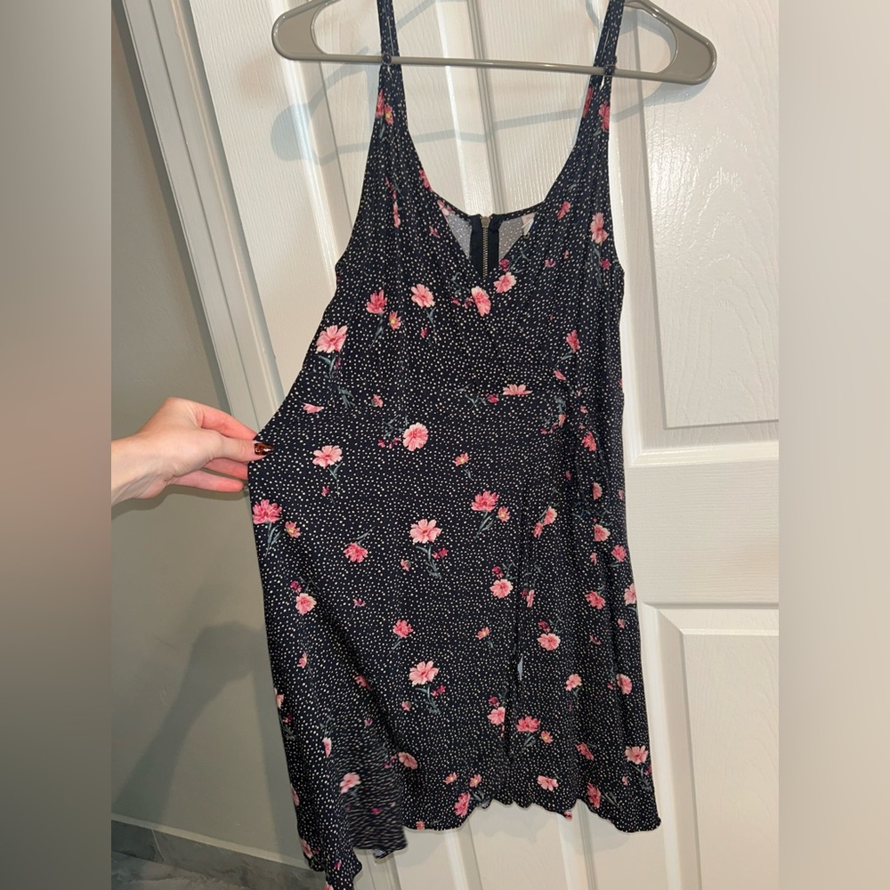Xhilaration Black and Pink Polka Dot Floral Dress